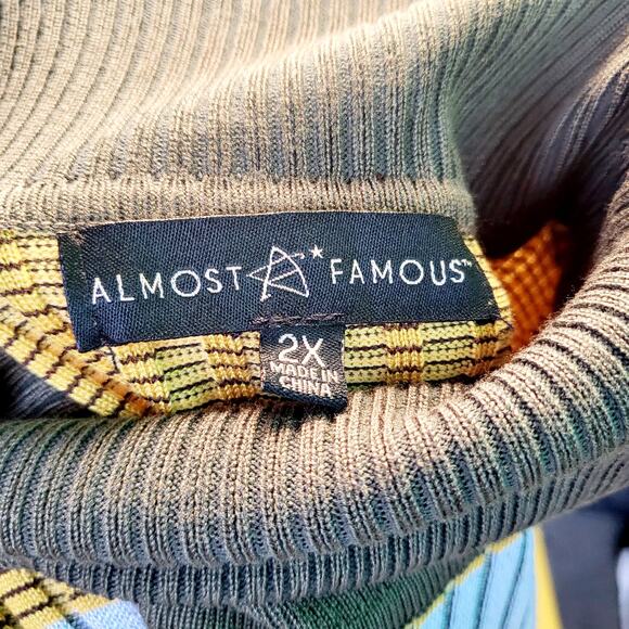 Almost Famous Multicolor Striped Bodycon Maxi Turtleneck Dress Women's Plus 2X - Picture 5 of 7